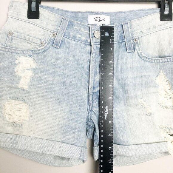 Rails Light Wash Distressed Denim Shorts Womens 25 High Rise Rolled Hem - Picture 9 of 12